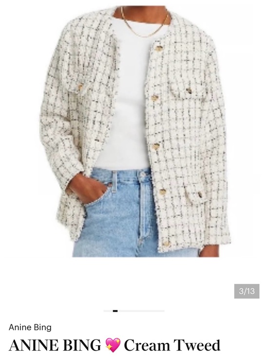 Anine Bing Jackets & Blazers - Anine Bing Cream and Black Tweed Button Jacket